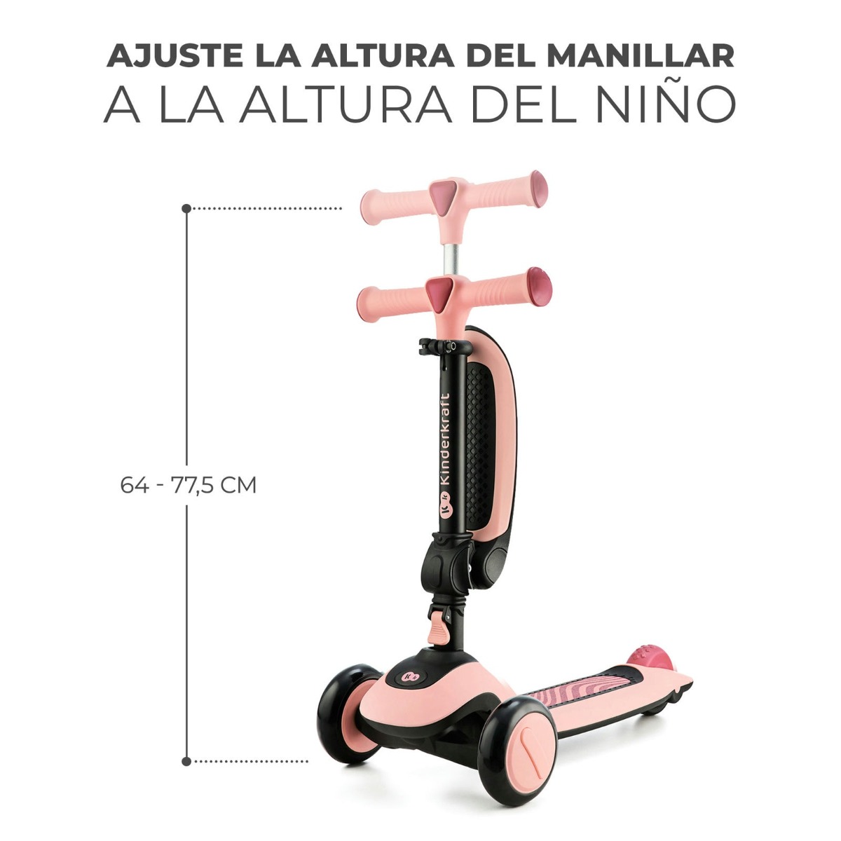 Bicicleta de equilibrio y patinete de tres ruedas HALLEY rosa